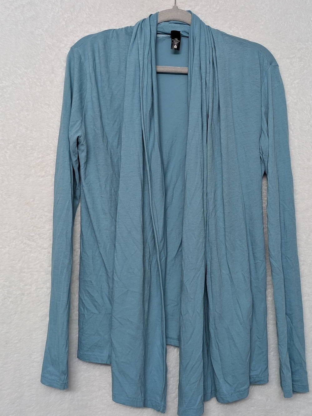 Alternative Apparel Light Teal Open-Front Draped Cardigan